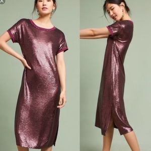 Anthropologie sequined holiday mauve dress